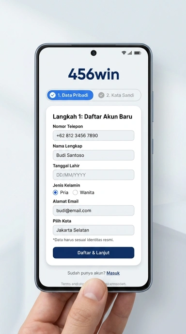 Tampilan halaman daftar 456win