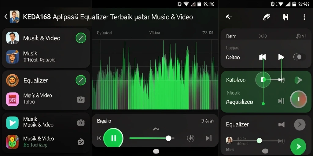 Antarmuka pengguna KEDAI168 dengan fitur Equalizer yang intuitif.