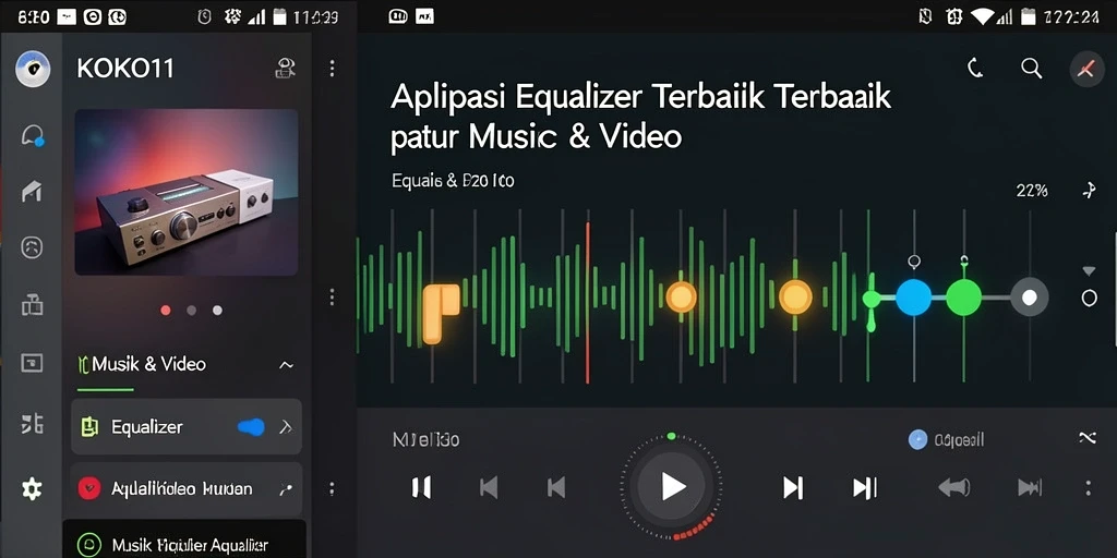 Tampilan antarmuka aplikasi KOKO11 dengan fitur Equalizer yang canggih.
