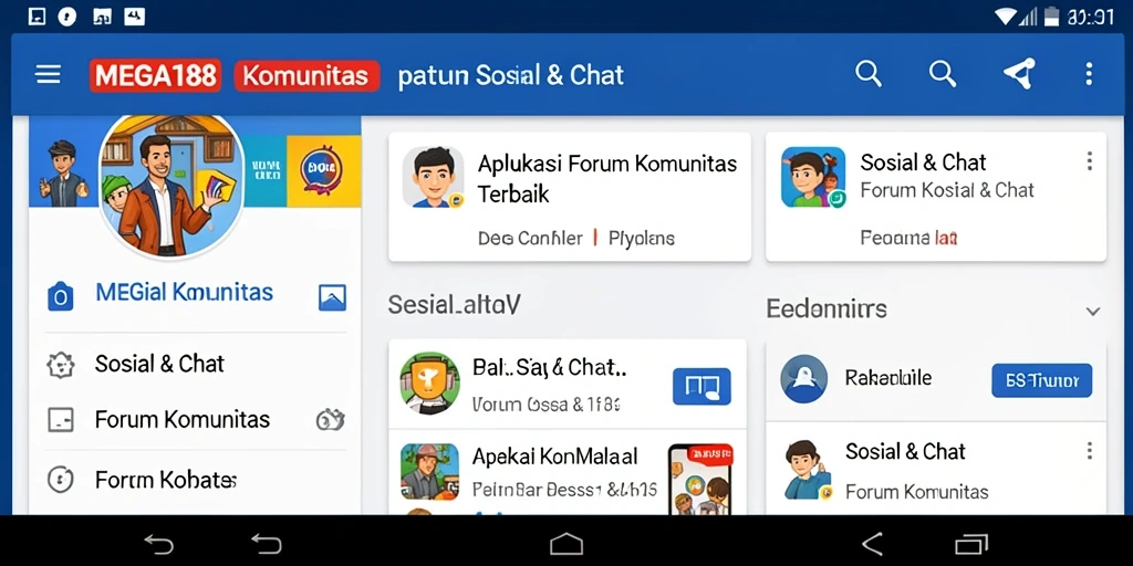 Tampilan antarmuka aplikasi Forum Komunitas MEGA188 yang interaktif.
