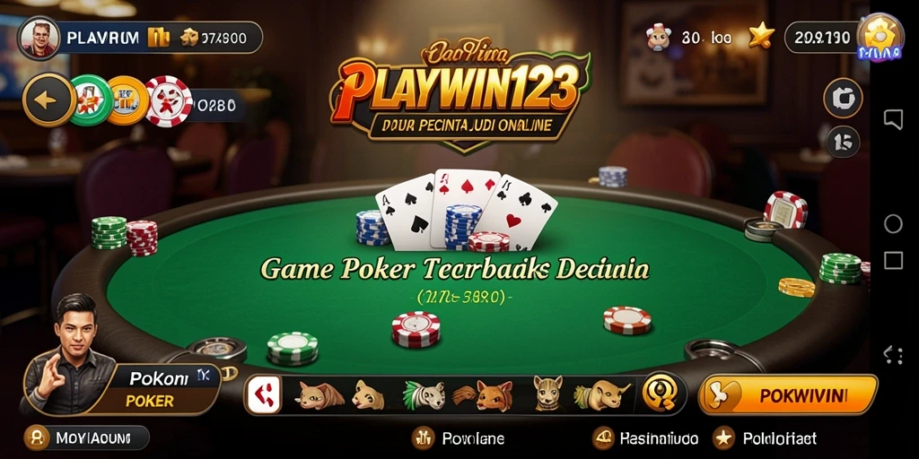 Antarmuka PLAYWIN123 menunjukkan pengalaman bermain Poker yang interaktif.
